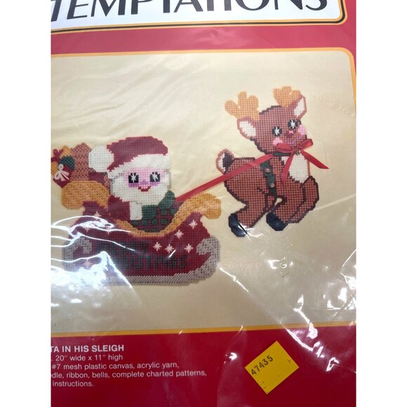 Santa In His Sleigh Plastic Canvas Kit 20" X 11" Acrylic Yarn & Accessories - Picture 2 of 4
